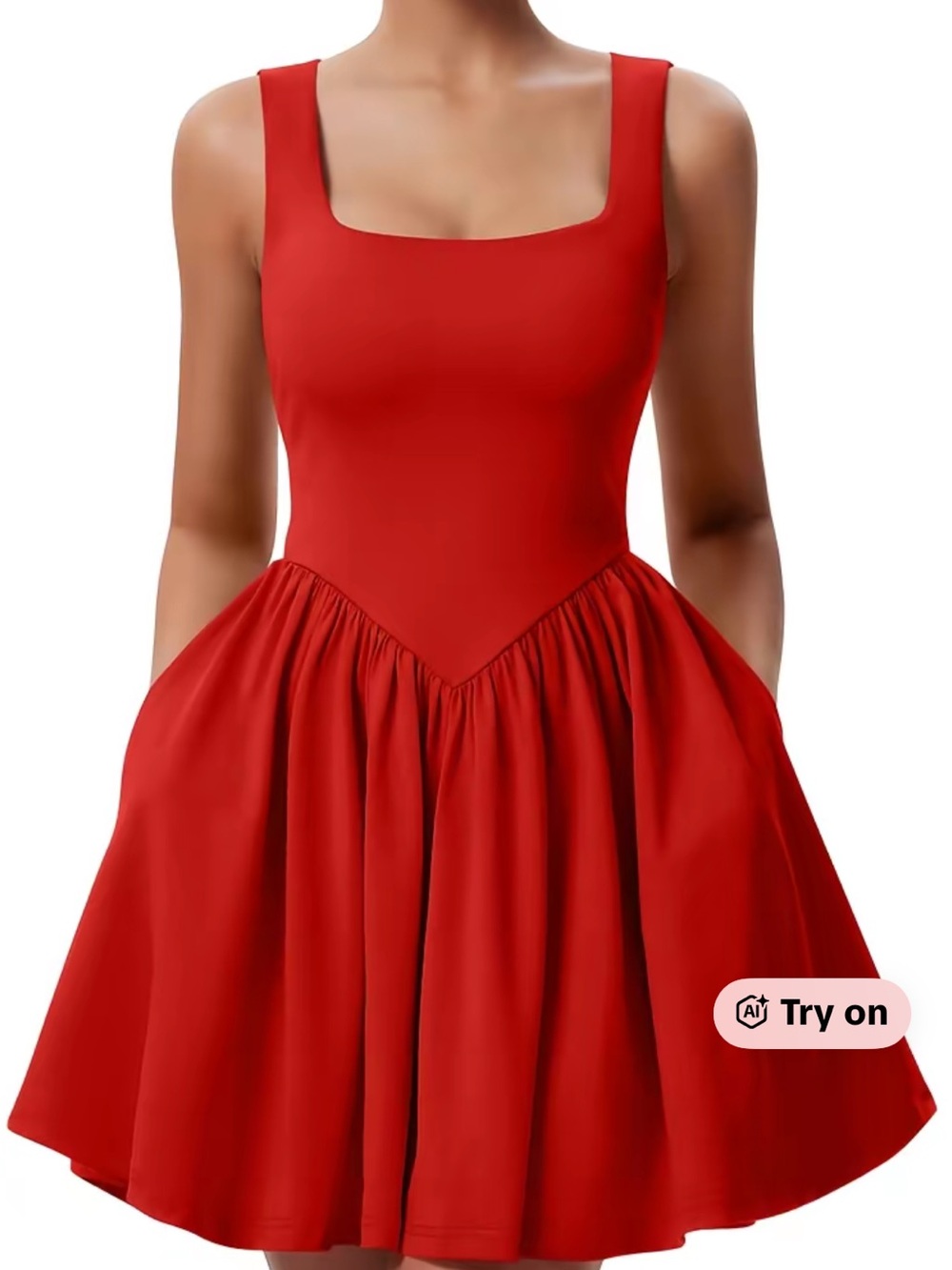 Elegant Red Asymmetrical Fit-and-Flare Dress